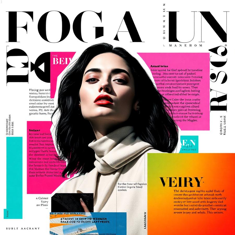 Editorial magazine collage design using a cutout portrait and bold typography